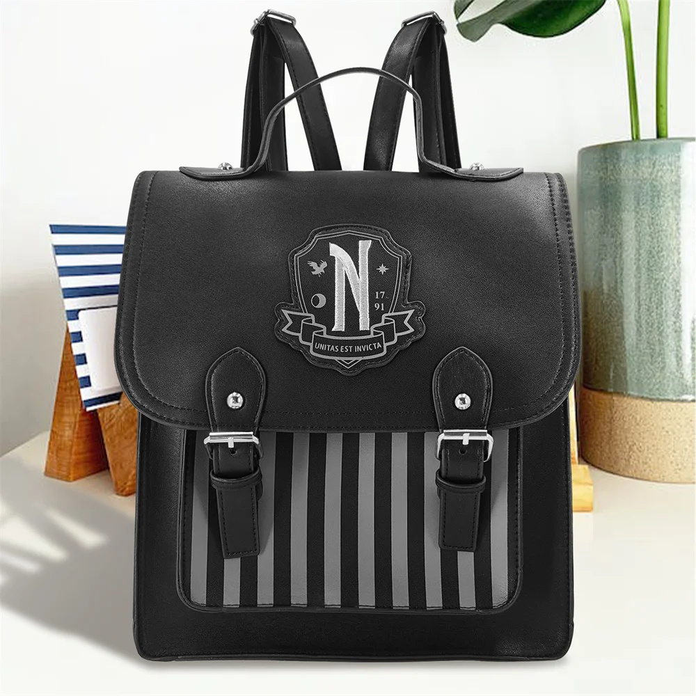 Leather Backpack Vintage - Plecak damski Wednesday z czarnej skóry